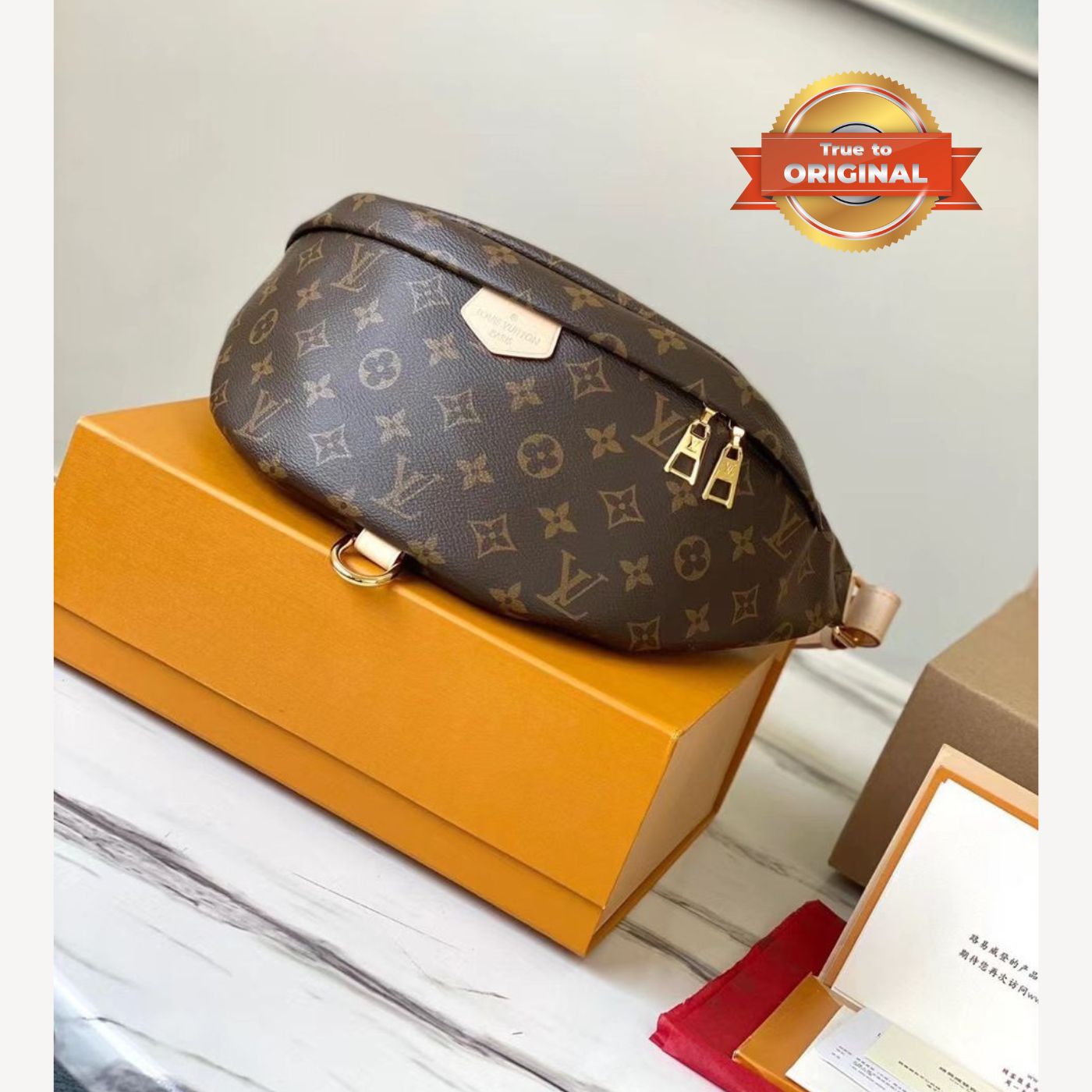 [True-to-ORIGINAL] Louis Vuitton Bumbag Monogram Canvas Brown For Women 14.5in/37cm
